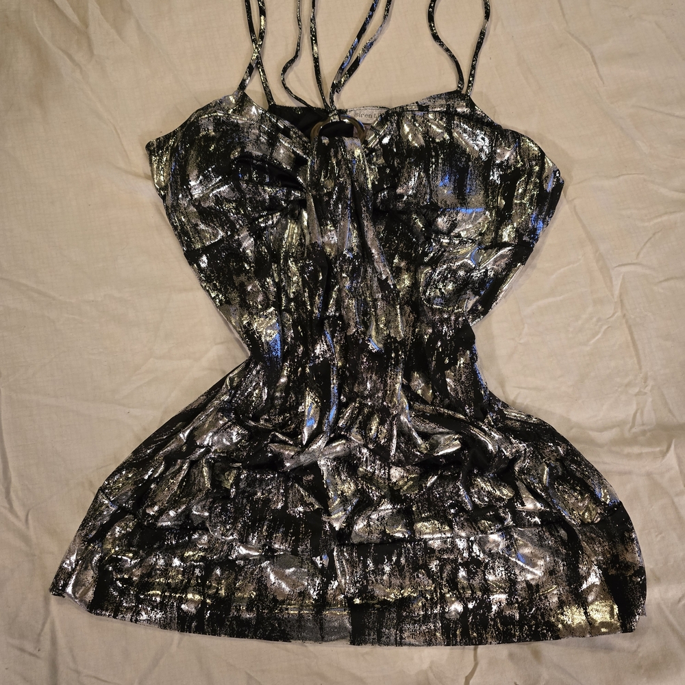 Metallic Strappy y2k club tank top